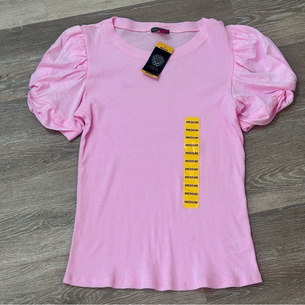 NWT Vince Camuto Puff Sleeve Top – Peony Pink – Medium